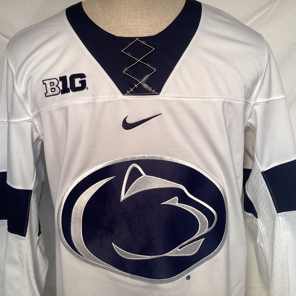 Penn State Nittany Lions Nike White And Navy Blue Hockey Jersey Mens Size Medium - Picture 2 of 13
